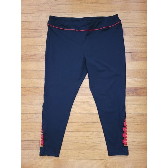 Chico's Pants - Chico’s Zenergy Leggings Size 3 Black Red Trim Weave Ankle Medium Rise Waist